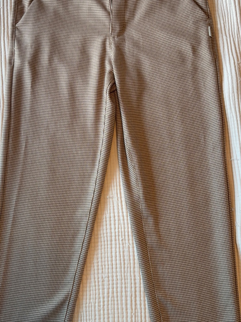Bound Dogtooth Woven Cropped Trouser - Mocha — image 4 of 6